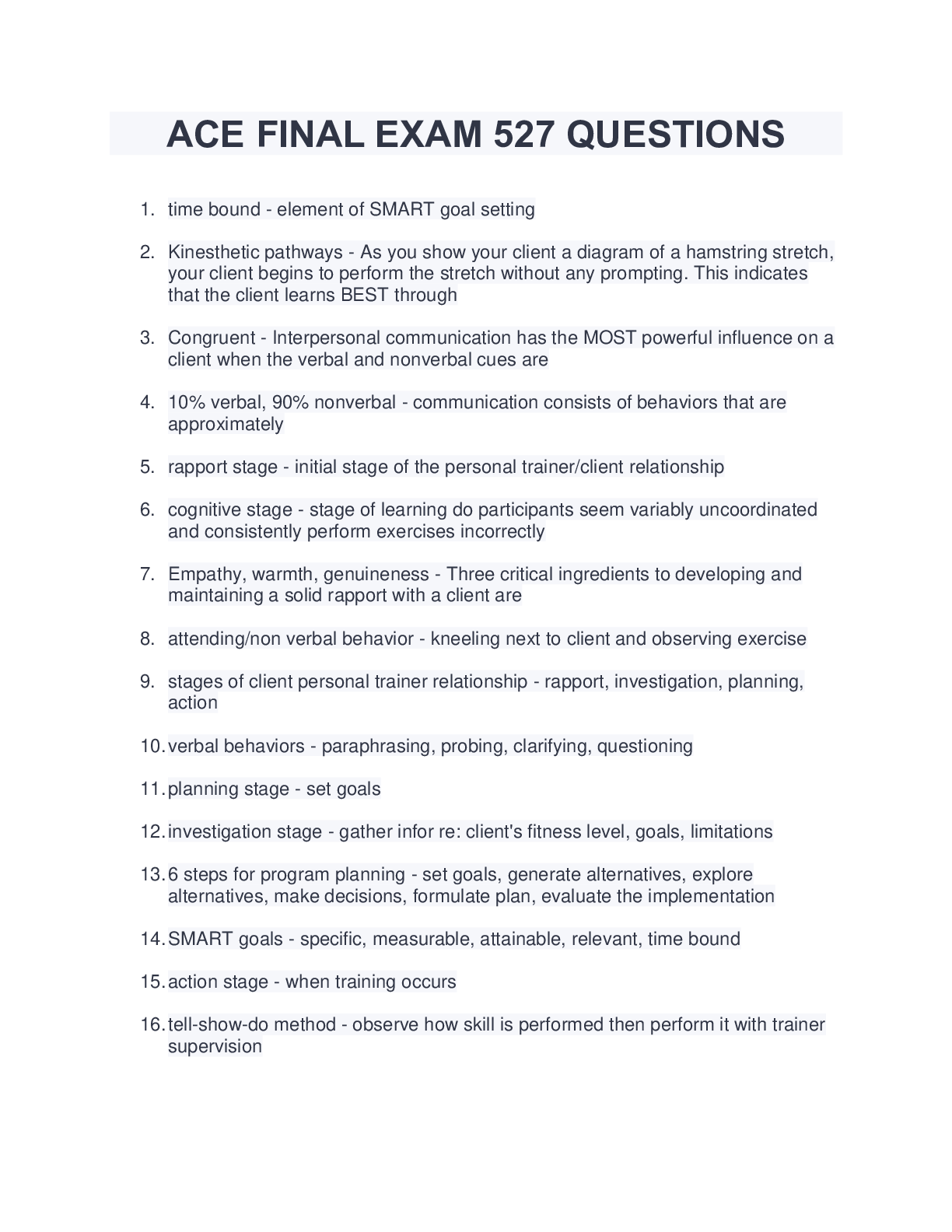 Ace final exam 527 questions and answers testbank (2022/2023)